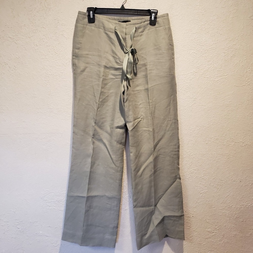 Talbots Signature Pants Womens Size 2 100% Linen Wide Leg Trousers